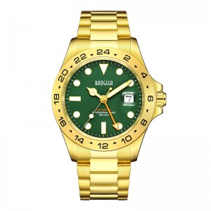 BAOGELA New Men Luxury Watch 304 Stainless Steel Luminous Dial 50M Diving Fashion Couples Sport Watch Wristwatch Gold Green 22806