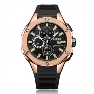 BAOGELA Luxury Brand Men Silicone Sports Watches Fashion Army Watch Man Chronograph Quartz Wristwatch Relogio Masculino Rose 22608