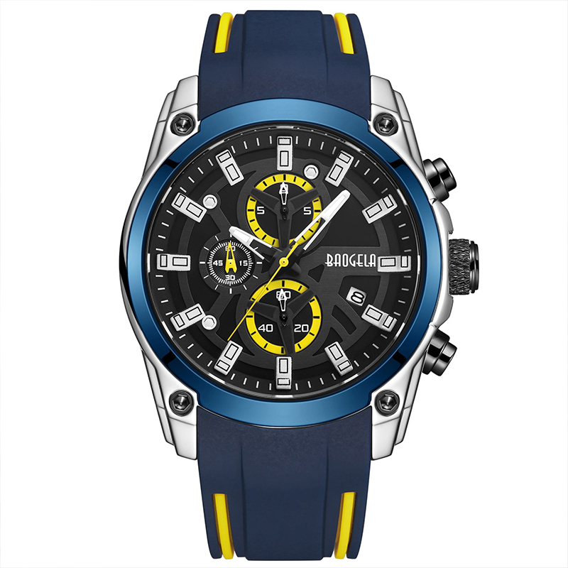 BAOGELA Men's Military Sport Watches Men Waterproof Fashion Blue Silicone Strap Wristwatch Man Luxury Top Brand Luminous Watch 22705